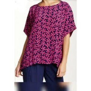 Diane von Furstenberg DVF Pink Navy Floral Top Small